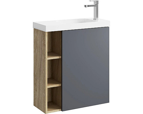 Купить Тумба с раковиной дуб давос/серый матовый 60 см R Aqwella 5 Stars Alba в магазине сантехники Santeh-Crystal.ru