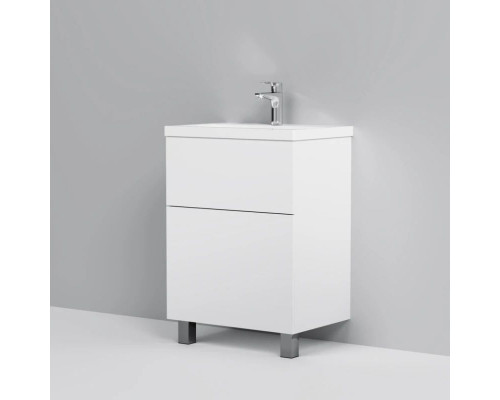 Приобрести Тумба с раковиной белый глянец 61 см Am.Pm Gem M90FSX06022WG32 + M90WCC0602WG в магазине сантехники Santeh-Crystal.ru