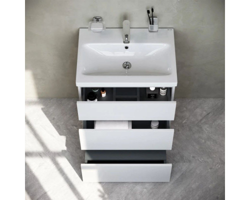 Купить Тумба с раковиной белый глянец 61 см Am.Pm Gem M91FSX0602WG + M90WCC0602WG в магазине сантехники Santeh-Crystal.ru