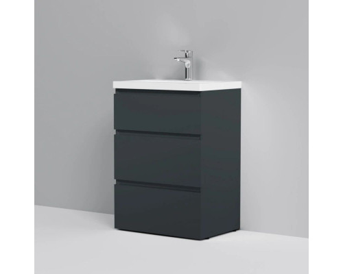 Купить Тумба с раковиной графит матовый 61 см Am.Pm Gem S M91FSX0602GM + M90WCC0602WG в магазине сантехники Santeh-Crystal.ru