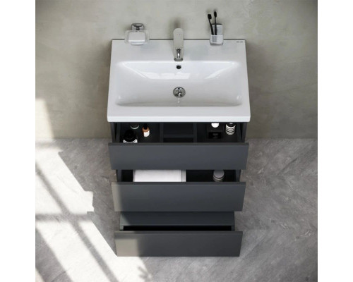 Купить Тумба с раковиной графит матовый 61 см Am.Pm Gem S M91FSX0602GM + M90WCC0602WG в магазине сантехники Santeh-Crystal.ru