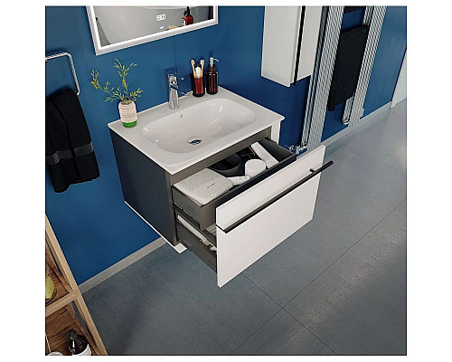 Заказать Комплект мебели белый глянец/черный 60 см Roca Aneto 857429806 + 32799E000 + 812362000 в магазине сантехники Santeh-Crystal.ru