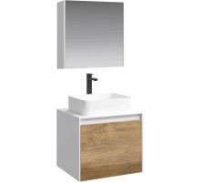 Комплект мебели белый глянец/ дуб балтийский 61 см Aqwella 5 Stars Mobi MOB0106W + MOB0706DB + 641945 + MOB0406 + MOB0717W