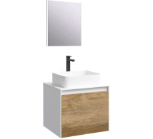 Комплект мебели белый глянец/ дуб балтийский 61 см Aqwella 5 Stars Mobi MOB0106W + MOB0706DB + 4640021064269 + SM0206