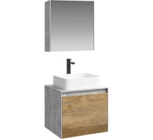 Комплект мебели бетон светлый/ дуб балтийский 61 см Aqwella 5 Stars Mobi MOB0106BS + MOB0706DB + 641945 + MOB0406 + MOB0717BS