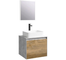 Комплект мебели бетон светлый/ дуб балтийский 61 см Aqwella 5 Stars Mobi MOB0106BS + MOB0706DB + 4640021064269 + SM0206