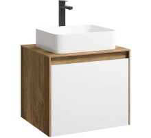 Тумба с раковиной дуб балтийский/ белый глянец 61 см Aqwella 5 Stars Mobi MOB0106DB + MOB0706W + 641945