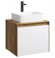 Тумба с раковиной дуб балтийский/ белый глянец 61 см Aqwella 5 Stars Mobi MOB0106DB + MOB0706W + 641945