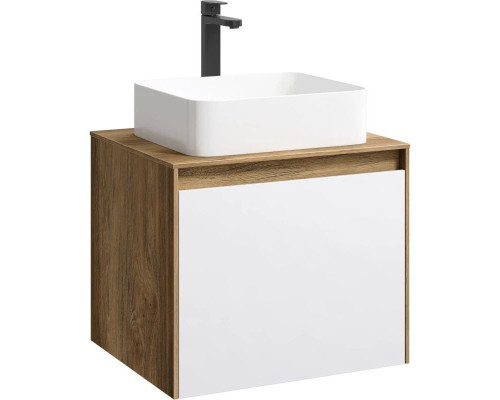 Купить Тумба с раковиной дуб балтийский/ белый глянец 61 см Aqwella 5 Stars Mobi MOB0106DB + MOB0706W + 4640021064269 в магазине сантехники Santeh-Crystal.ru