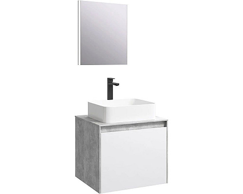 Купить Комплект мебели бетон светлый/ белый глянец 61 см Aqwella 5 Stars Mobi MOB0106BS + MOB0706W + 641945 + SM0206 в магазине сантехники Santeh-Crystal.ru