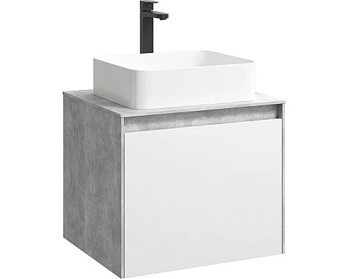 Купить Комплект мебели бетон светлый/ белый глянец 61 см Aqwella 5 Stars Mobi MOB0106BS + MOB0706W + 641945 + SM0206 в магазине сантехники Santeh-Crystal.ru