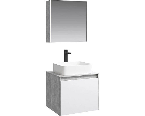 Купить Комплект мебели бетон светлый/ белый глянец 61 см Aqwella 5 Stars Mobi MOB0106BS + MOB0706W + 641945 + MOB0406 + MOB0717BS в магазине сантехники Santeh-Crystal.ru