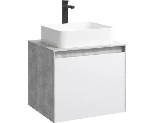 Заказать Тумба с раковиной бетон светлый/ белый глянец 61 см Aqwella 5 Stars Mobi MOB0106BS + MOB0706W + 4640021064269 в магазине сантехники Santeh-Crystal.ru