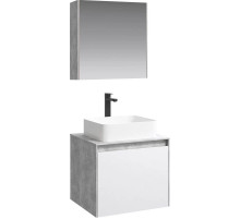 Комплект мебели бетон светлый/ белый глянец 61 см Aqwella 5 Stars Mobi MOB0106BS + MOB0706W + 4640021064269 + MOB0406 + MOB0717BS