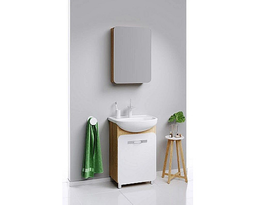 Приобрести Комплект мебели дуб сонома/белый 55,5 см Aqwella Vega Veg.01.05 + 12091 + Veg.04.05 в магазине сантехники Santeh-Crystal.ru