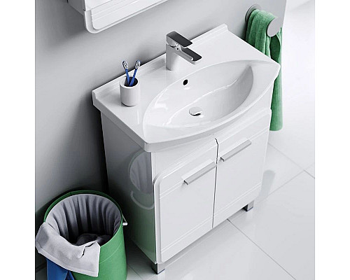 Купить Тумба с раковиной белый глянец 66 см Aqwella Corsica Kor.01.06 + 4640021062296 в магазине сантехники Santeh-Crystal.ru