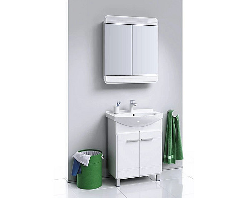 Купить Тумба с раковиной белый глянец 66 см Aqwella Corsica Kor.01.06 + 4640021062296 в магазине сантехники Santeh-Crystal.ru