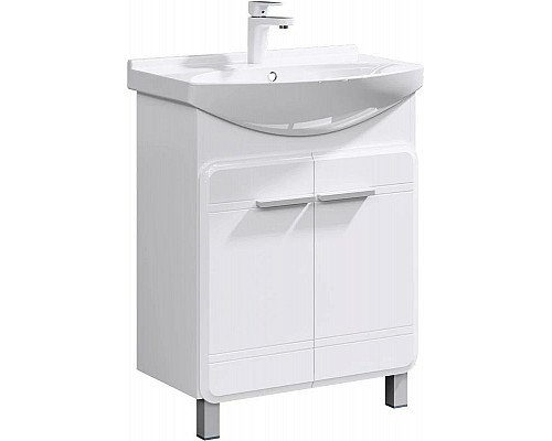 Приобрести Комплект мебели белый глянец 66 см Aqwella Corsica Kor.01.06 + 4640021062296 + Kor.04.06 в магазине сантехники Santeh-Crystal.ru