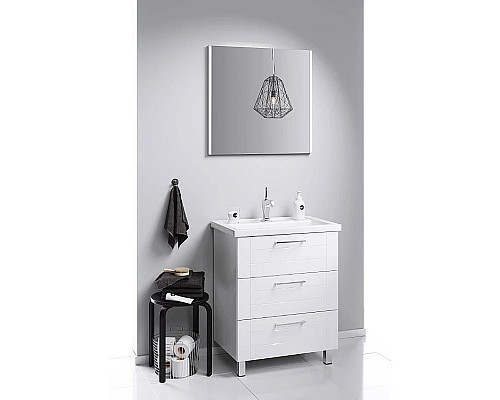 Приобрести Тумба с раковиной белый глянец 70,5 см Aqwella Manchester MAN01073 + 4620008197746 в магазине сантехники Santeh-Crystal.ru