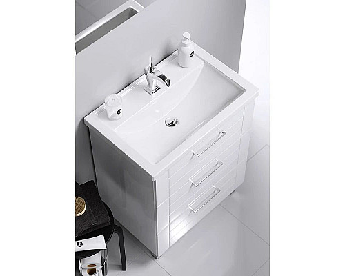 Приобрести Тумба с раковиной белый глянец 70,5 см Aqwella Manchester MAN01073 + 4620008197746 в магазине сантехники Santeh-Crystal.ru