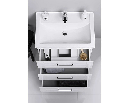 Приобрести Тумба с раковиной белый глянец 70,5 см Aqwella Manchester MAN01073 + 4620008197746 в магазине сантехники Santeh-Crystal.ru