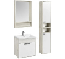 Комплект мебели белый глянец/дуб крафт 60 см Акватон Флай 1A237301FAX10 + 1WH302421 + 1A237602FA860