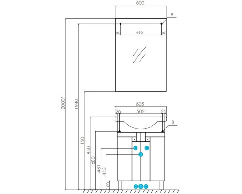 Купить Комплект мебели белый глянец 60,5 см Акватон Фиджи 1A179601FG010 + 1WH110268 + 1A179502FG010 в магазине сантехники Santeh-Crystal.ru