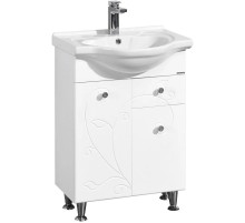 Тумба с раковиной белый глянец 66 см с бельевой корзиной Акватон Лиана 1A1658K0LL010