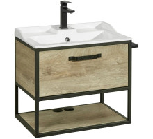 Тумба с раковиной дуб эндгрейн/черный 65,3 см Акватон Лофт Фабрик 1A2423K1LTDU0