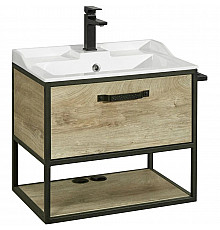 Тумба с раковиной дуб эндгрейн/черный 65,3 см Акватон Лофт Фабрик 1A2423K1LTDU0