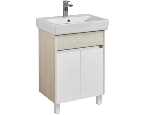 Купить Тумба с раковиной белый глянец/ясень фабрик 60 см Акватон Верди 1A2077K1VDAV0 в магазине сантехники Santeh-Crystal.ru