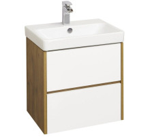 Тумба с раковиной белый глянец/дуб рустикальный 55 см Акватон Сканди 1A2517K0SDZ90