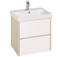 Тумба с раковиной белый глянец/дуб верона 55 см Акватон Сканди 1A2517K0SDB20