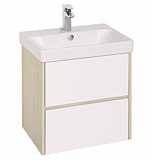 Тумба с раковиной белый глянец/дуб верона 55 см Акватон Сканди 1A2517K0SDB20