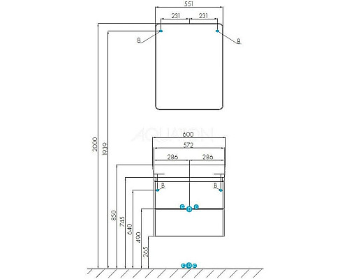 Заказать Комплект мебели белый глянец/серый кашемир 60 см Акватон Скай 1A238201SY010 + 1WH302186 + 1A238402SY010 в магазине сантехники Santeh-Crystal.ru