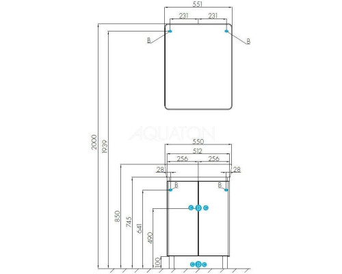 Заказать Тумба с раковиной белый глянец/серый кашемир 55 см Акватон Скай 1A2381K1SY010 в магазине сантехники Santeh-Crystal.ru