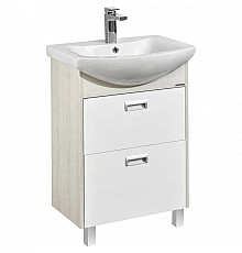 Тумба с раковиной белый глянец/дуб сомерсет 61 см Акватон Бекка 1A1966K1BAC20