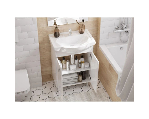 Купить Комплект мебели белый глянец 60,5 см Акватон Фиджи 1A179601FG010 + 1WH110268 + 1A179502FG010 в магазине сантехники Santeh-Crystal.ru