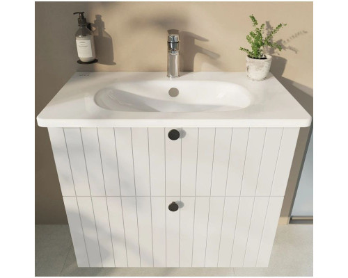 Купить Тумба с раковиной белый матовый 80,5 см Vitra Root Groove 69436 в магазине сантехники Santeh-Crystal.ru