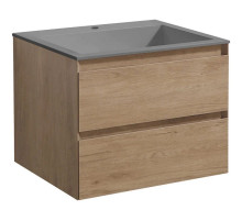 Тумба с раковиной натуральный дуб 60 см Vincea Luka VMC-2L600NO + VCB-13600G