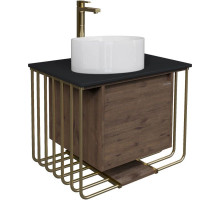 Тумба с раковиной дуб веллингтон/золотой 70 см Grossman Винтаж 107008 + GR-3013