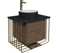 Тумба с раковиной дуб веллингтон/золотой 70 см Grossman Винтаж 107008 + GR-4040BW