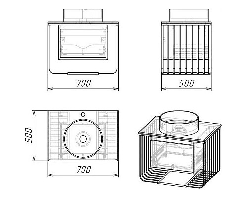 Заказать Тумба с раковиной дуб веллингтон/золотой 70 см Grossman Винтаж 107008 + GR4042BW в магазине сантехники Santeh-Crystal.ru