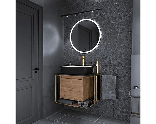 Купить Тумба с раковиной дуб веллингтон/золотой 70 см Grossman Винтаж 107008 + GR-4041BW в магазине сантехники Santeh-Crystal.ru