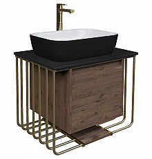 Тумба с раковиной дуб веллингтон/золотой 70 см Grossman Винтаж 107008 + GR-4041BW