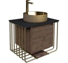 Тумба с раковиной дуб веллингтон/золотой 70 см Grossman Винтаж 107008 + GR-5010GG