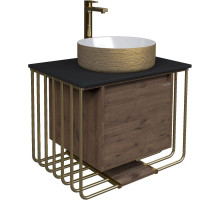 Тумба с раковиной дуб веллингтон/золотой 70 см Grossman Винтаж 107008 + GR-5010GW