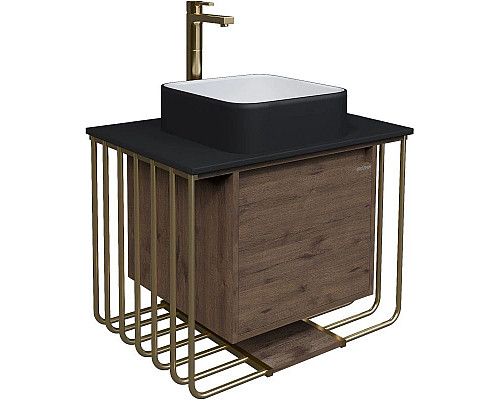 Купить Комплект мебели дуб веллингтон/золотой 70 см Grossman Винтаж 107008 + GR4042BW + 97070 в магазине сантехники Santeh-Crystal.ru