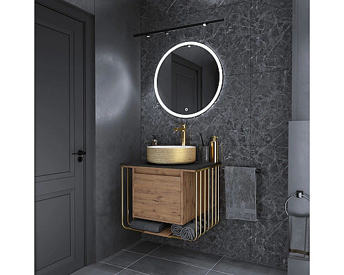 Купить Комплект мебели дуб веллингтон/золотой 70 см Grossman Винтаж 1107008 + GR-5010GW + 97070 в магазине сантехники Santeh-Crystal.ru