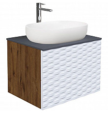 Тумба с раковиной дуб веллингтон/белый матовый 65 см Grossman Альба 106503 + GR-3015